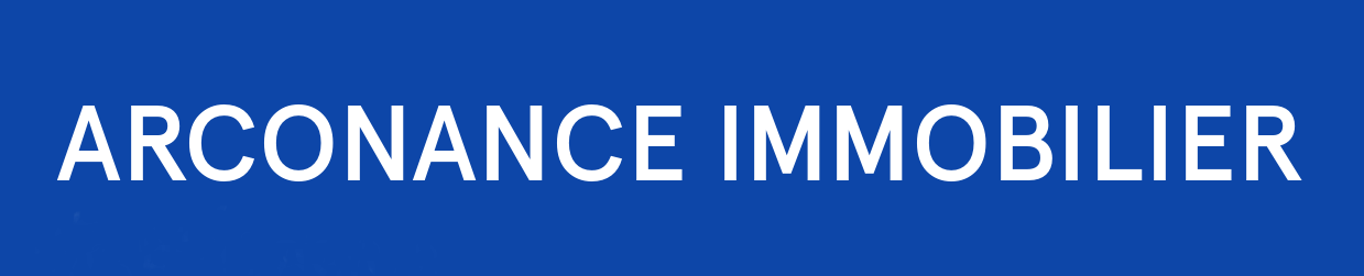 Logo Arconanc Immobilier en blanc sur fond bleu