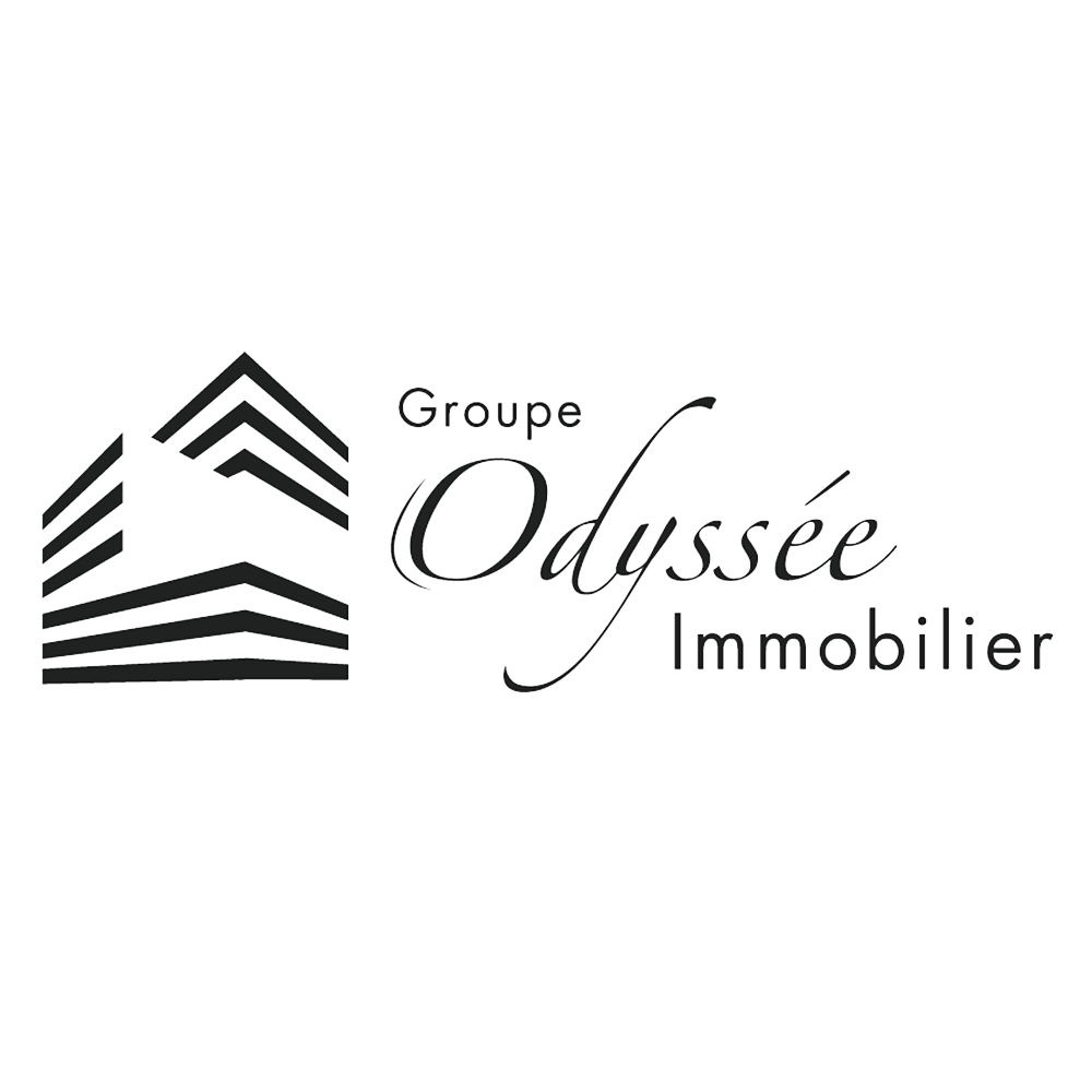 Logo du Groupe Odyssée Immobilier avec un bâtiment stylisé